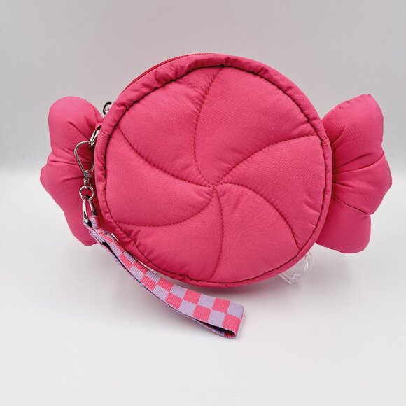Bath & Body Works Pink Plush Peppermint Christmas Holiday Candy Purse Wristlet - Picture 1 of 11